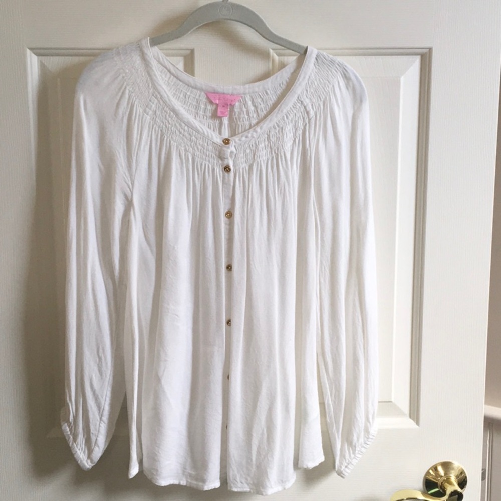 Lilly Pulitzer White Button-Down Top